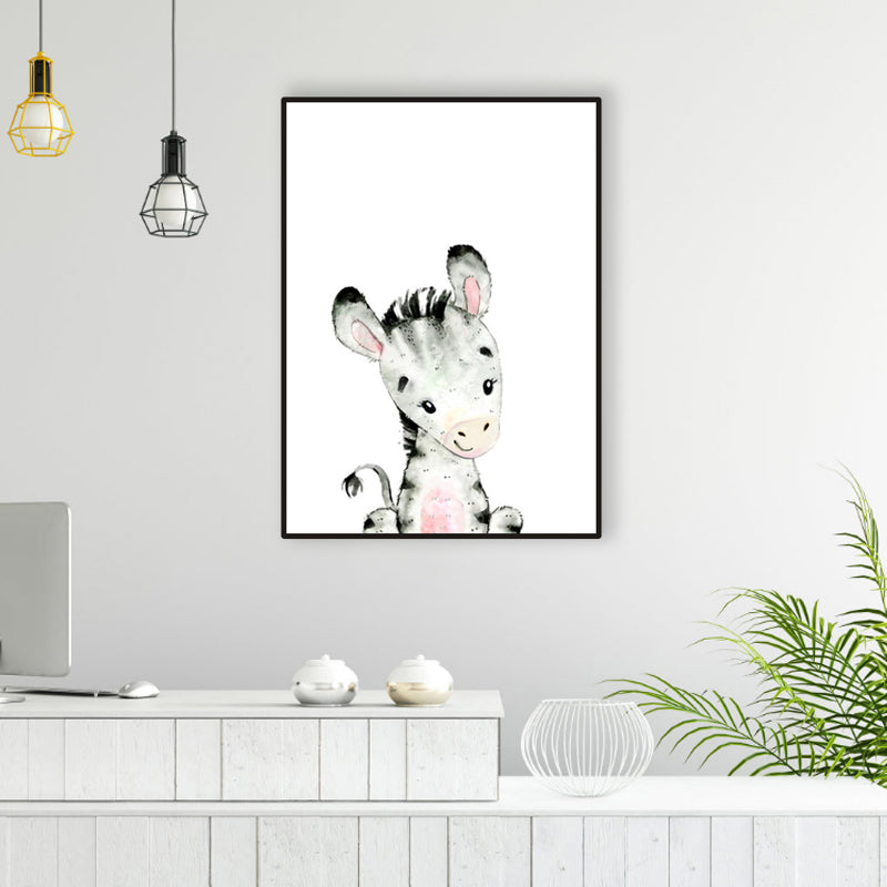 Children's Art Wild Animal Canvas Light Color Textured Wall Decor for Living Room