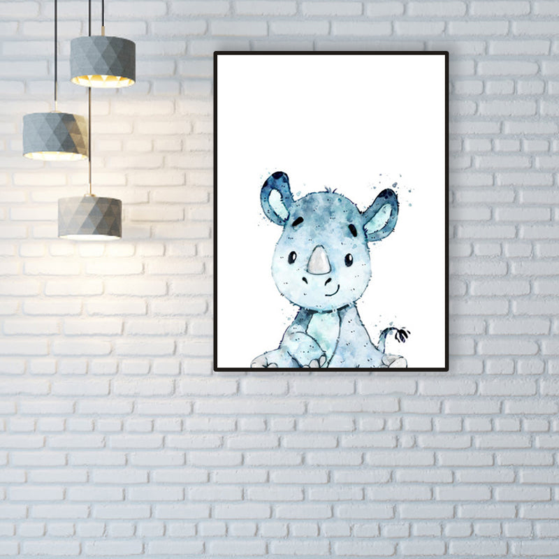Children's Art Wild Animal Canvas Light Color Textured Wall Decor for Living Room