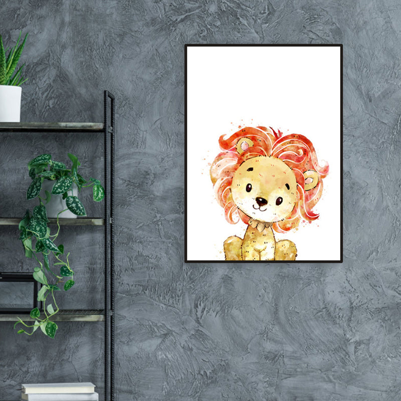 Children's Art Wild Animal Canvas Light Color Textured Wall Decor for Living Room