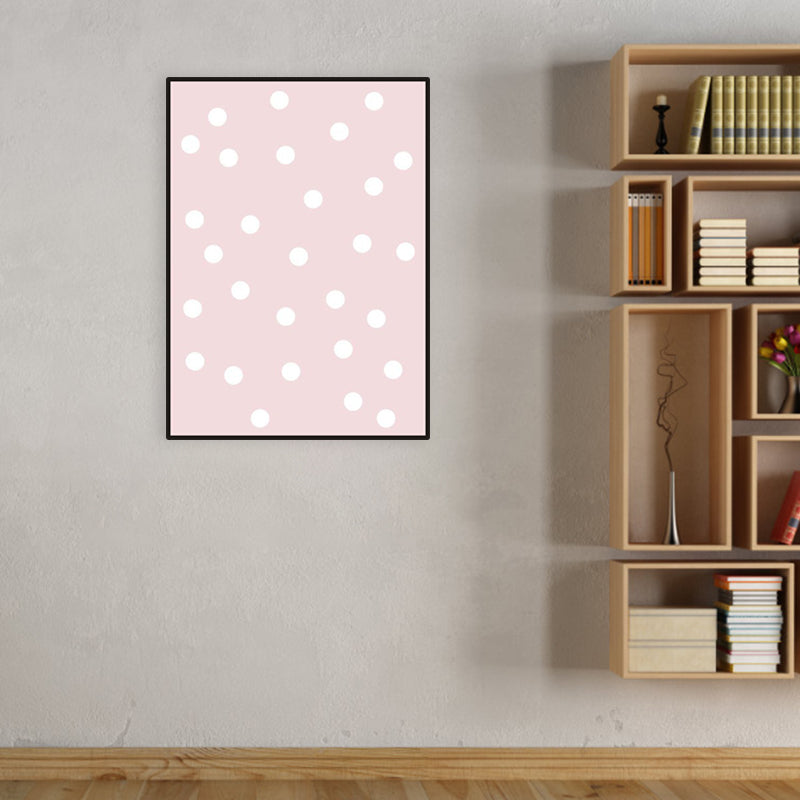 Pink Polka Dot Pattern Canvas Print Textured Kids Style House Interior Wall Art Decor