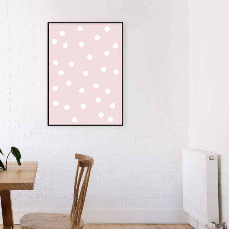 Pink Polka Dot Pattern Canvas Print Textured Kids Style House Interior Wall Art Decor
