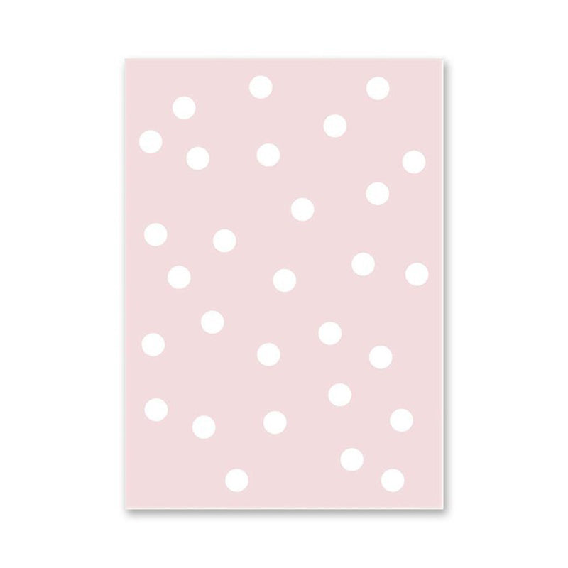 Pink Polka Dot Pattern Canvas Print Textured Kids Style House Interior Wall Art Decor