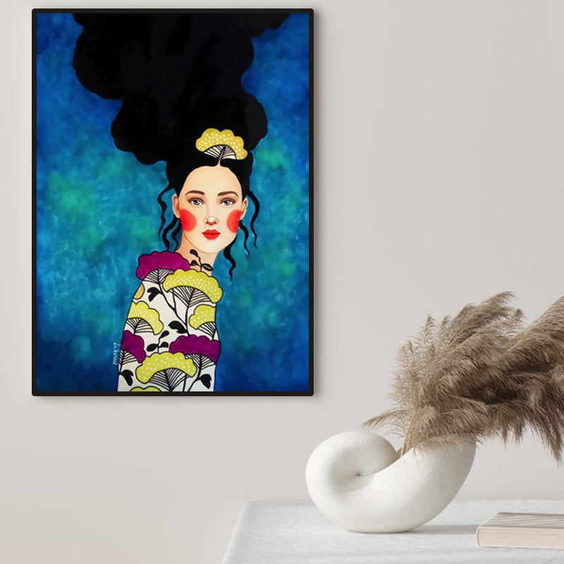 Light Color Fashion Figure Painting Illustration Glam Textured Canvas for Lounge