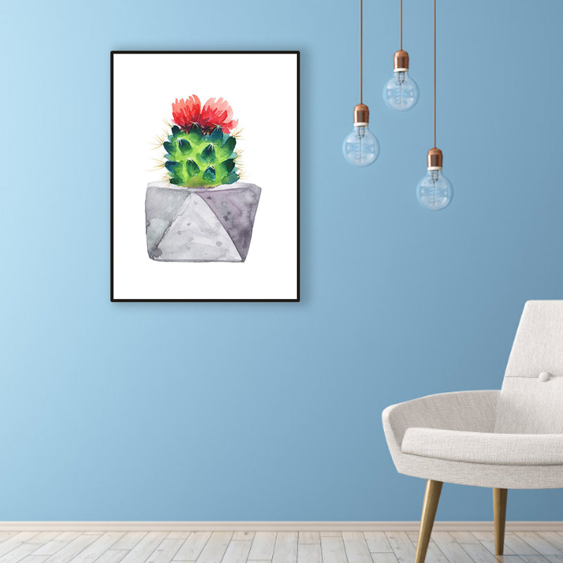 Cactus Bonsai Wanddecoratie Eigentijds getextureerd salon Verpakt canvas in zachte kleuren