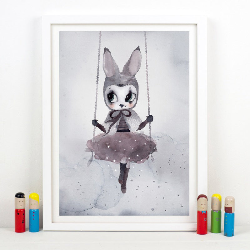 Versatile Deer Wall Decor Pastel Color Children's Art Style Painting for Kids Bedroom