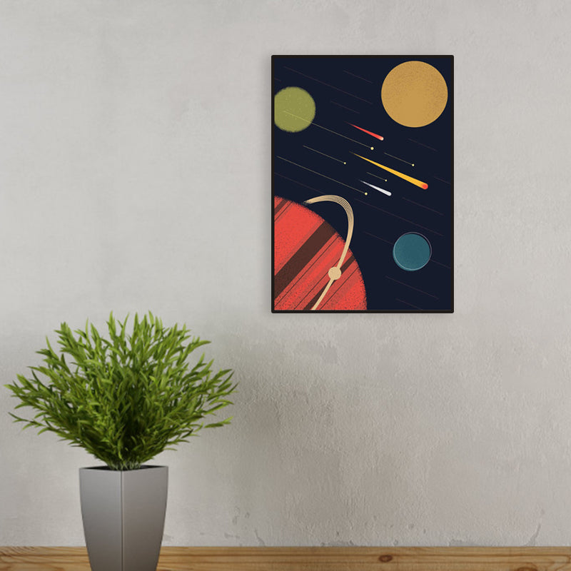 Outer Space Scenery Canvas Print Children's Art Textured Home Gallery Wall Decor