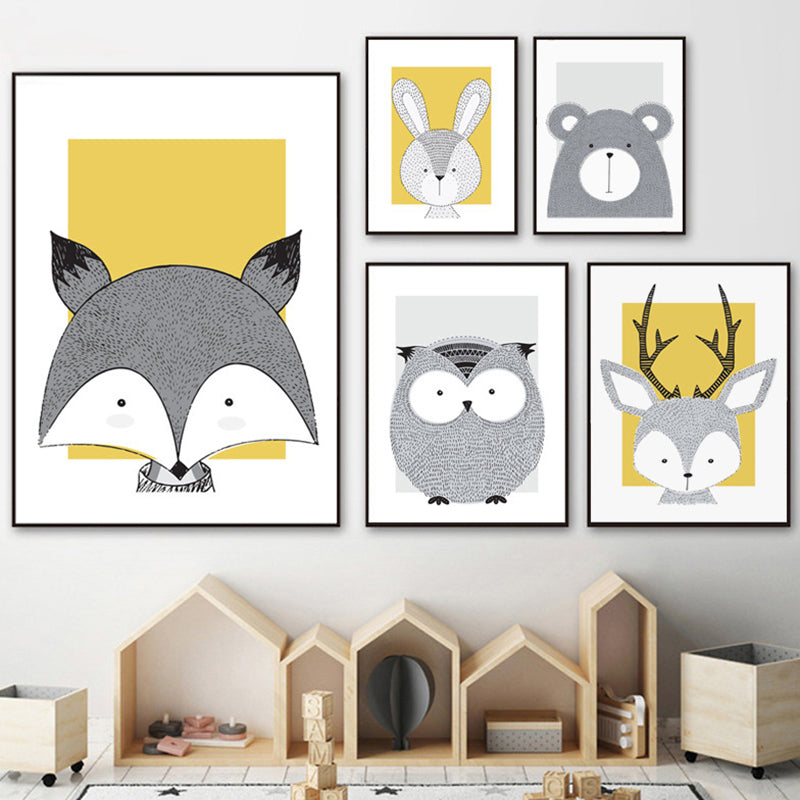 Kinderkunst, Wildtier-Wanddekoration, helle Farbe, Babyzimmer-Leinwand, mehrere Größen