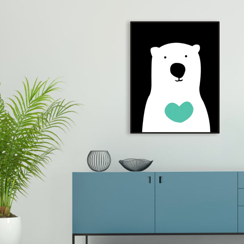 Pastel Color Kids Style Wrapped Canvas Illustration Animal Painting for Drawing Room