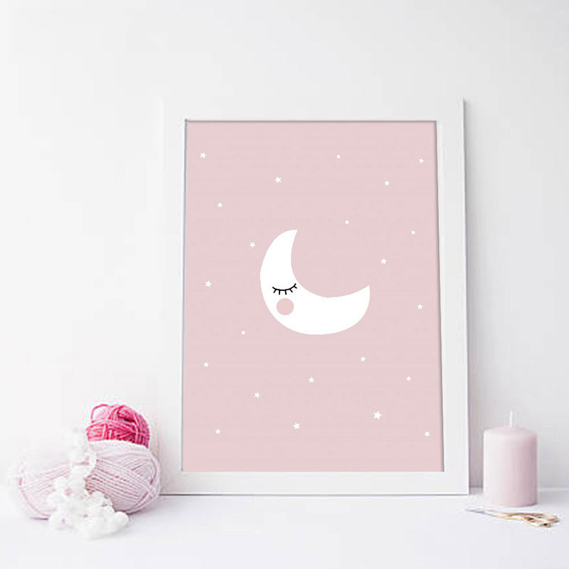 Soft Color Starry Sky Canvas Textured Wall Art Print for Living Room, Multiple Size