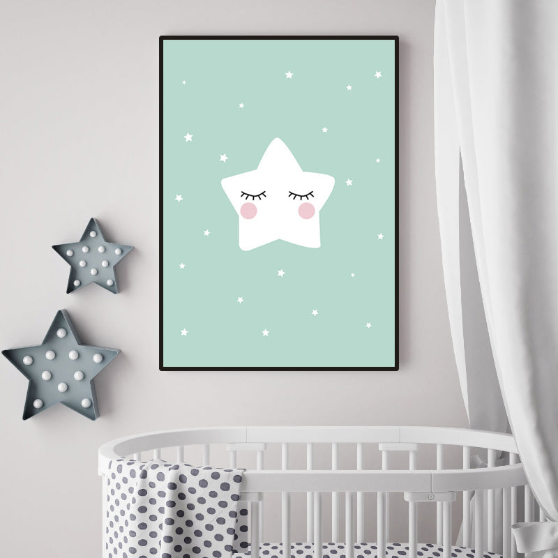 Soft Color Starry Sky Canvas Textured Wall Art Print for Living Room, Multiple Size