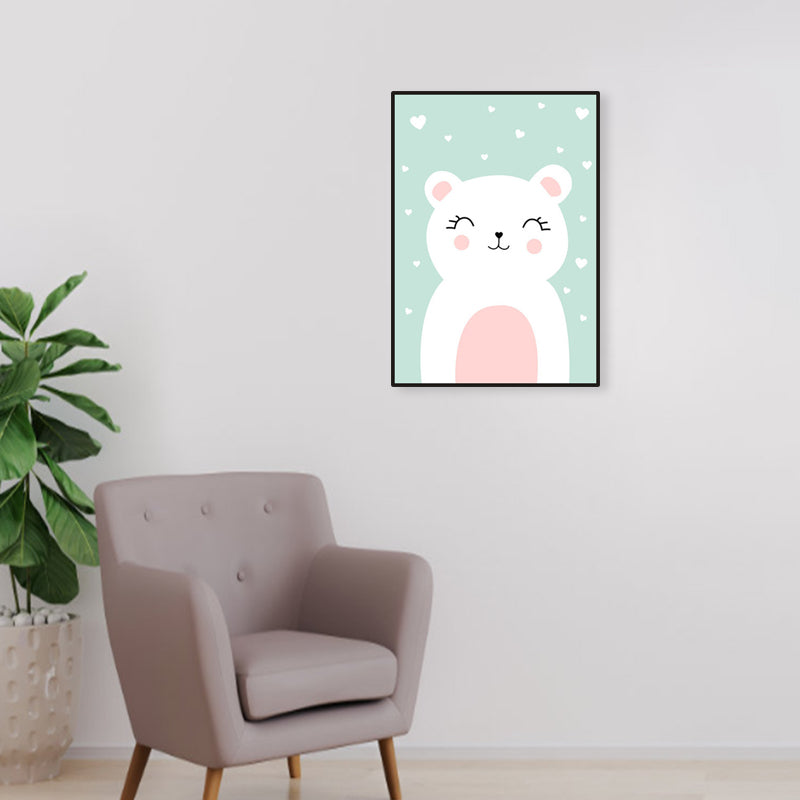 Merry Cartoon Animal Canvas Print Light Color Kids Style Painting for Baby Bedroom