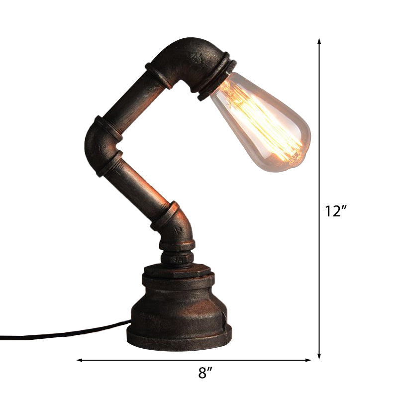 Illuminazione del tavolo per tubature per acqua industriale con lampadina esposta 1 luce bassa al piano battuto Mini luce da tavolo in bronzo