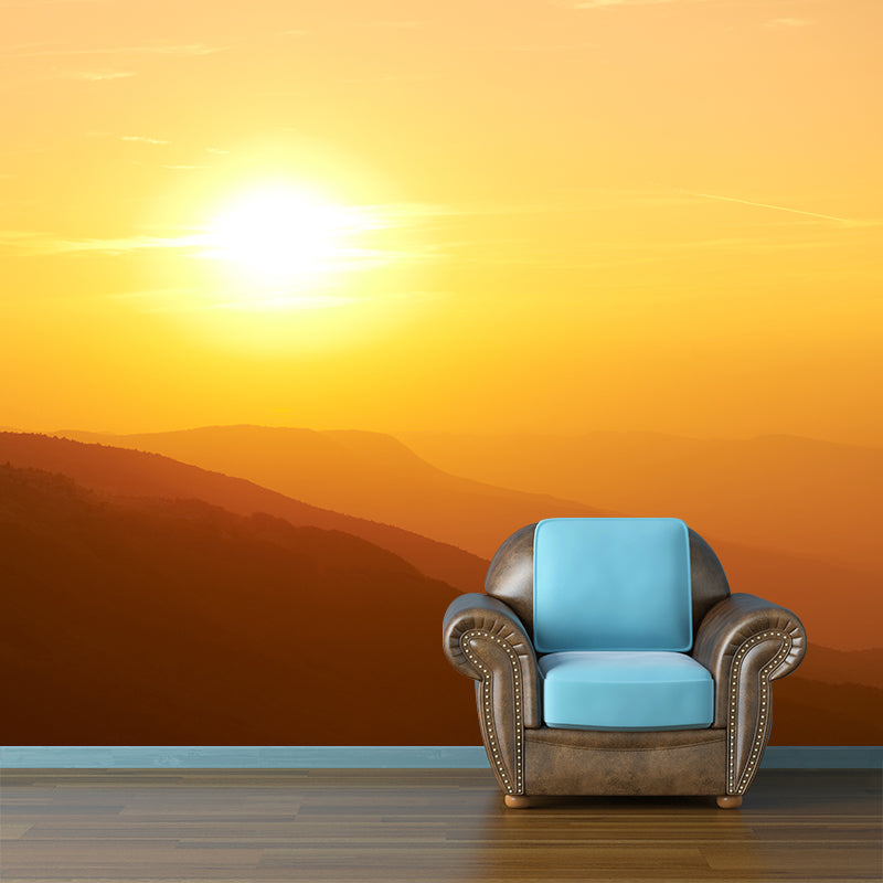 Dark Color Mountain Scenery Mural Stain Resistant Wall Decor for Bedroom, Custom Size