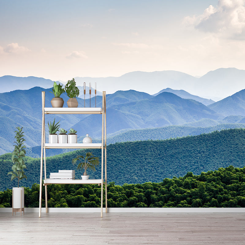 Dark Color Mountain Scenery Mural Stain Resistant Wall Decor for Bedroom, Custom Size