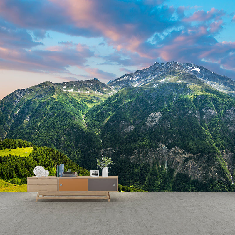 Dark Color Mountain Scenery Mural Stain Resistant Wall Decor for Bedroom, Custom Size