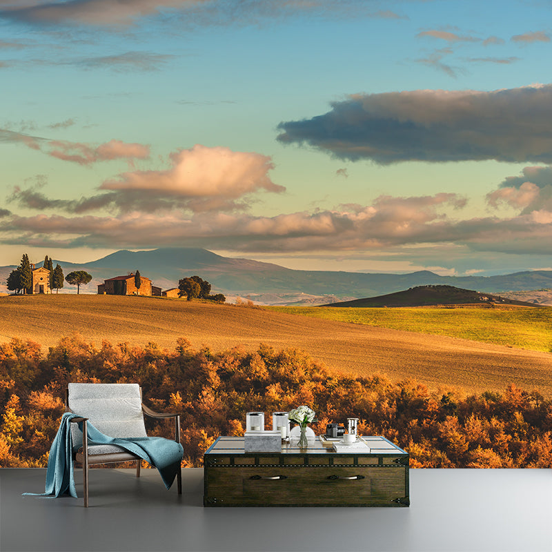 Dark Color Mountain Scenery Mural Stain Resistant Wall Decor for Bedroom, Custom Size