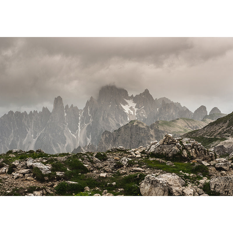 Mountain with Cloud View Mural Contemporary Washable Family Room Wall Covering, Custom Print