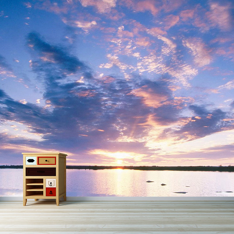 Stunning Sunset Glow Mural Wallpaper Living Room Scenery Wall Decor, Custom-Print