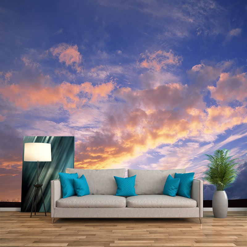 Modern Scenery Evening Clouds Mural Pastel Color Water-Proof Wall Art for Bedroom