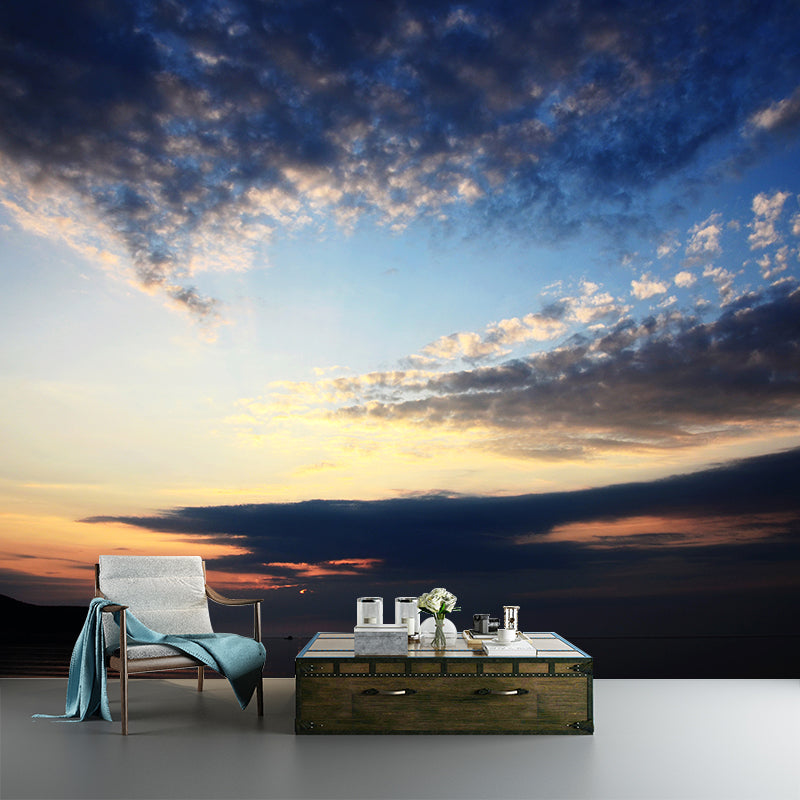 Modern Scenery Evening Clouds Mural Pastel Color Water-Proof Wall Art for Bedroom