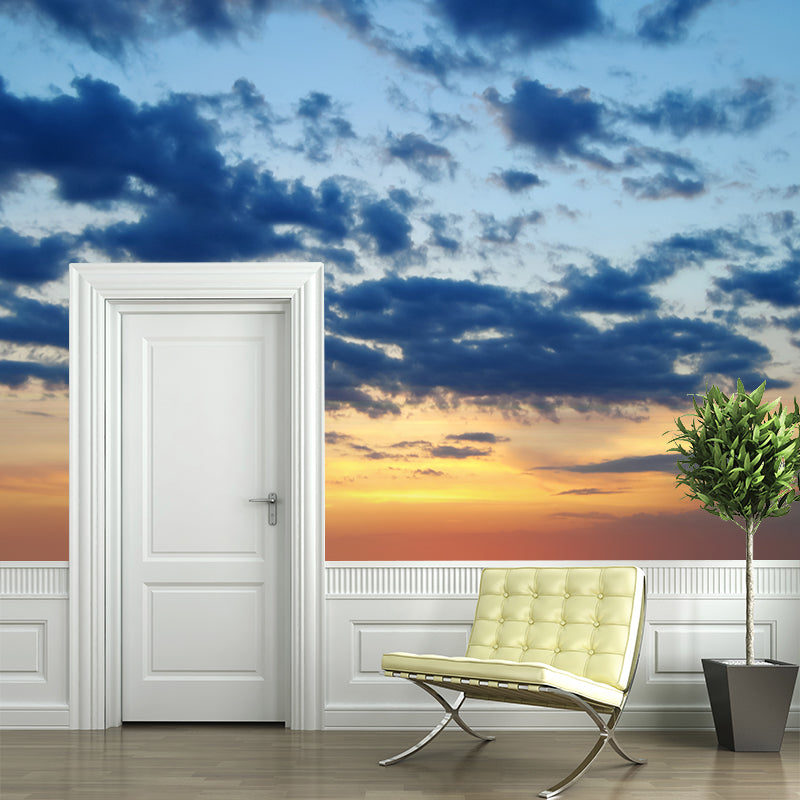 Splendid Evening Glow Mural Wallpaper for Living Room, Dark Color, Personalized Size