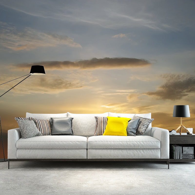 Splendid Evening Glow Mural Wallpaper for Living Room, Dark Color, Personalized Size