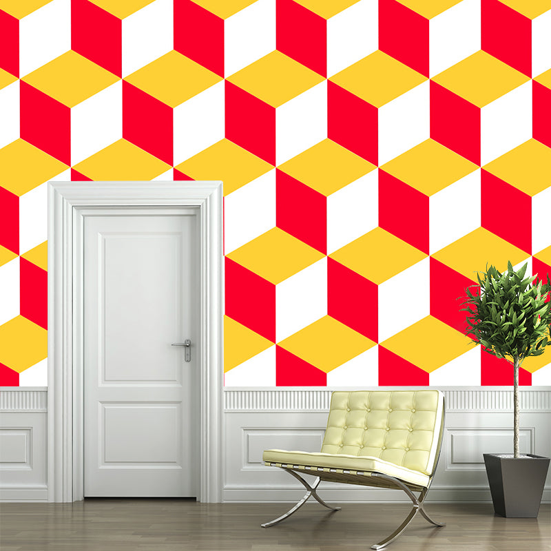 Huge Stylish Graphic Wall Mural Boys Room Geometry Wall Art in Pastel Color, Stain-Proofing