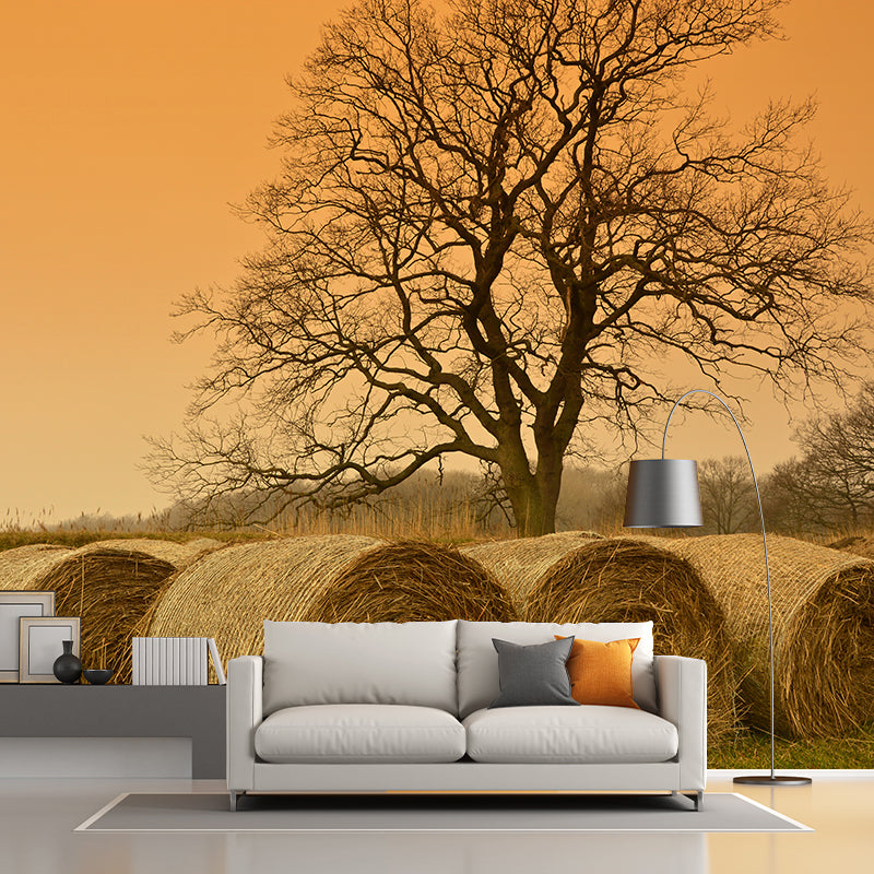 Modern Wheat Field Mural Decal Light Color Stain-Proofing Wall Decor for Sitting Room