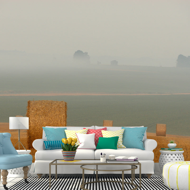 Modern Wheat Field Mural Decal Light Color Stain-Proofing Wall Decor for Sitting Room