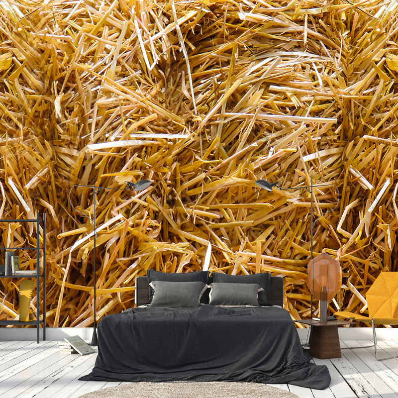 Relaxing Cornfield View Mural Wallpaper Pastel Color Modern Wall Covering for Drawing Room