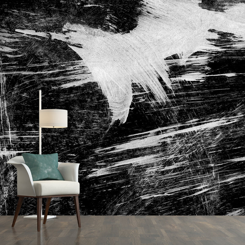 Black Brush Stroke Pattern Mural Decal for Decoration Modern Living Room Wall Art