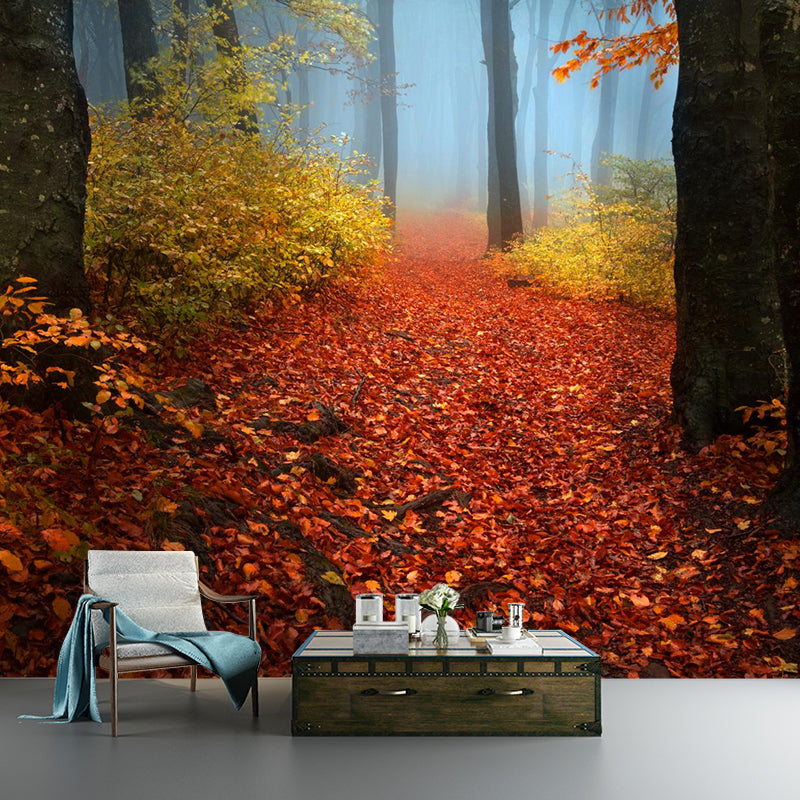 Modern Misty Forest Landscape Mural Light Color Stain-Proofing Wall Decor for Bedroom
