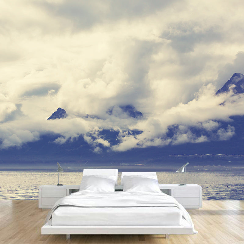 Contemporary Foggy Forest Mural Decal Pastel Color Natural Landscape Wall Covering