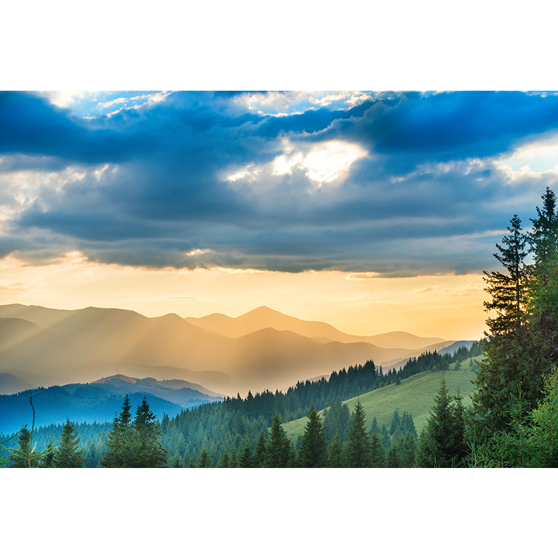 Endless Mountains Mural Wallpaper Pastel Color Modern Wall Covering for Boys Bedroom