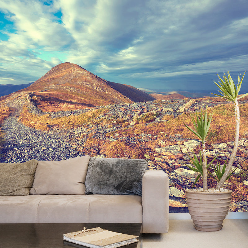 Contemporary Mountains View Wall Mural Soft Color Stain-Proof Wall Art for Guest Room