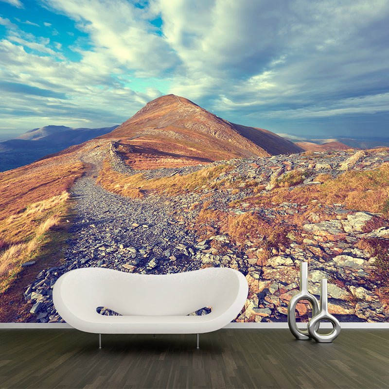 Contemporary Mountains View Wall Mural Soft Color Stain-Proof Wall Art for Guest Room