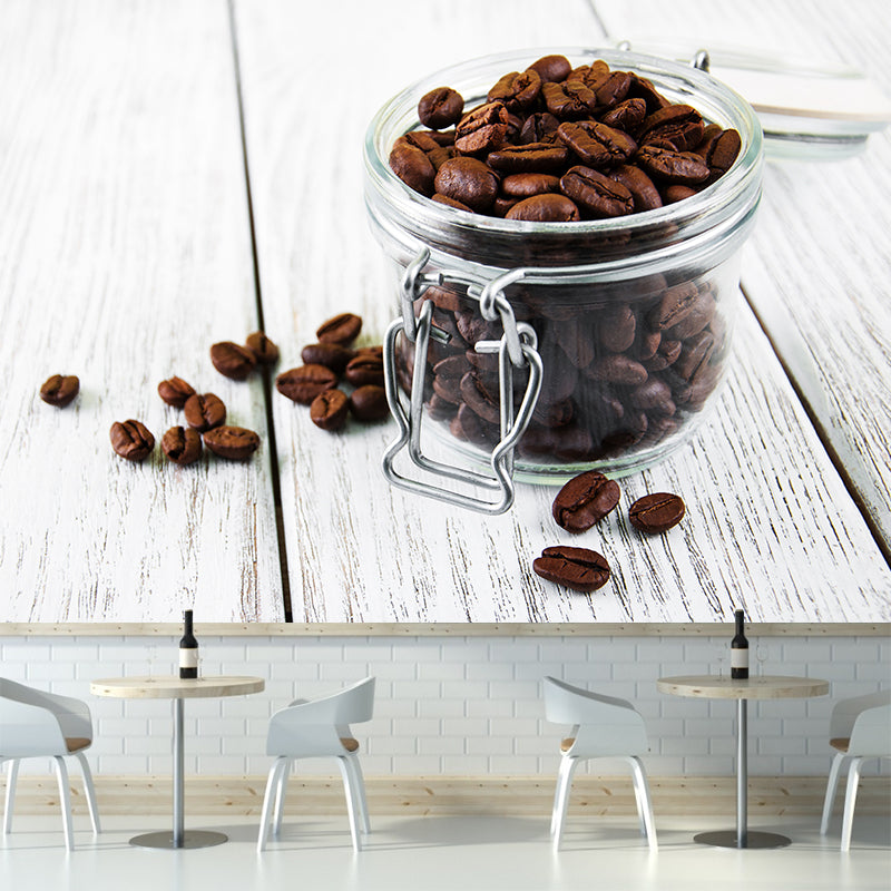 Modern Coffee Bean Pattern Mural Pastel Color Study Room Wall Decor, Personalized