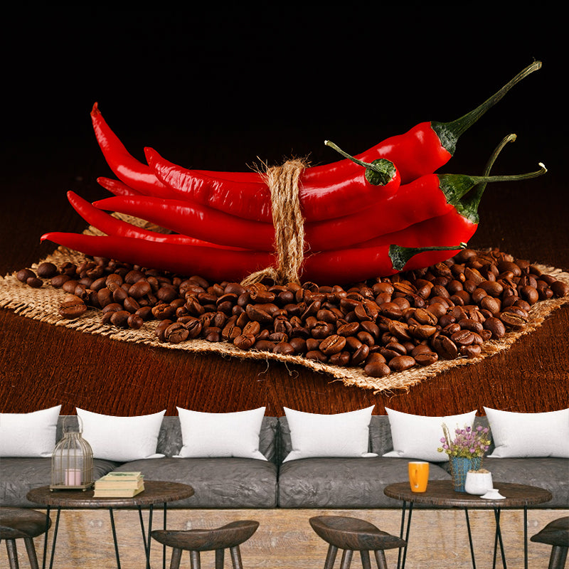 Modern Coffee Bean Pattern Mural Pastel Color Study Room Wall Decor, Personalized