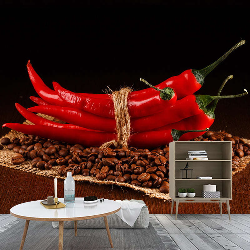 Modern Coffee Bean Pattern Mural Pastel Color Study Room Wall Decor, Personalized