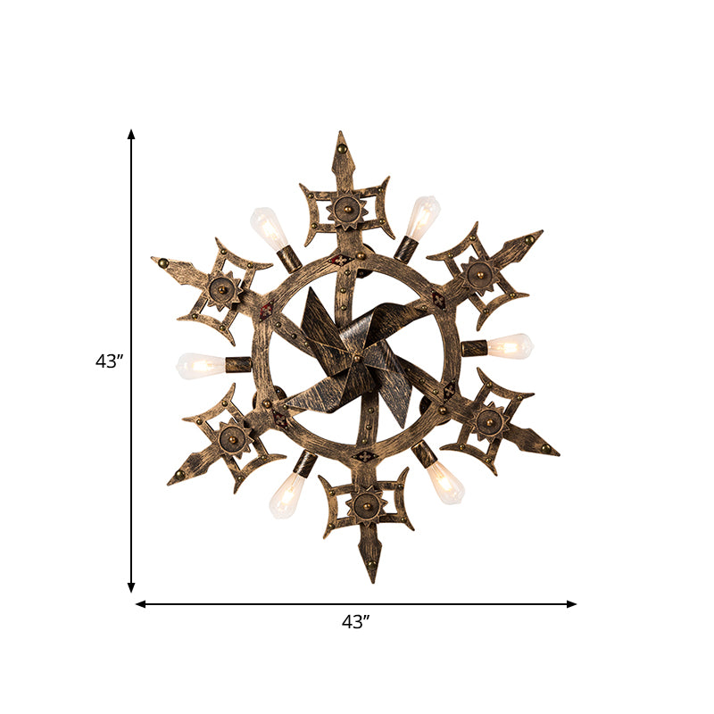 Metall Messing Wandmontierte Lampe Windmühle geformt 6 Köpfe Lagerwand Wandleuchte für Esszimmer