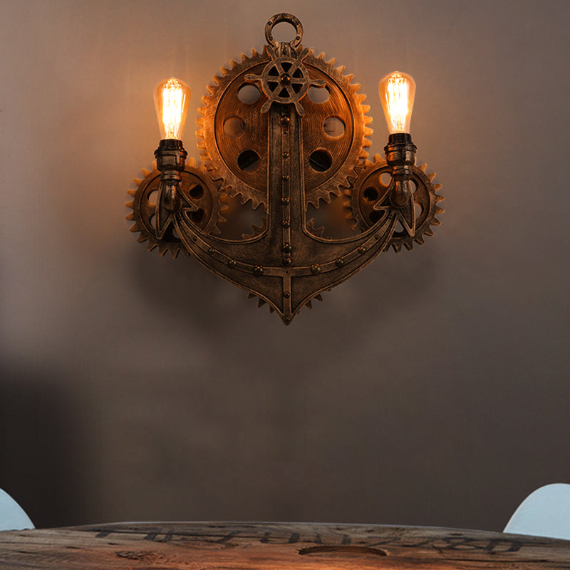 2-tede di applione con attrezzatura da ferro da stiro a parete di ferro in ruggine con backplate di ancoraggio per sala da pranzo