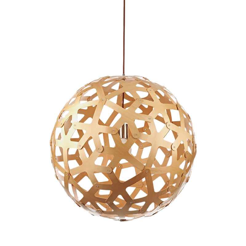 Globe/Oval/Pumpkin Bamboo Pendant Light Modern 1-Light Beige Suspended Lighting Fixture over Dining Table