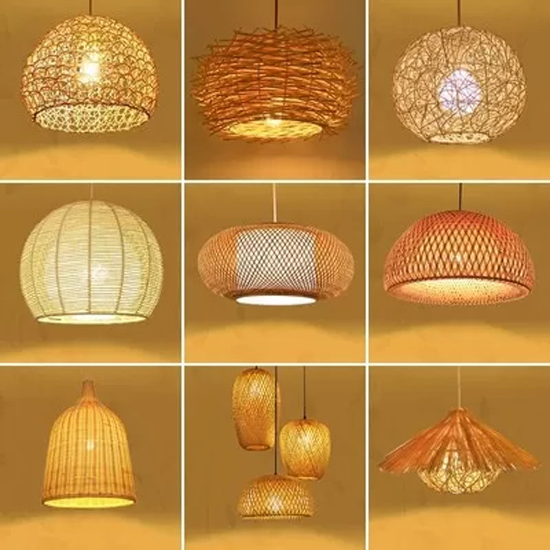 Nieuwheid Moderne 1-licht hangende lamp Beige huisophanging hanger met rotan schaduw, 16 "/19,5" breedte