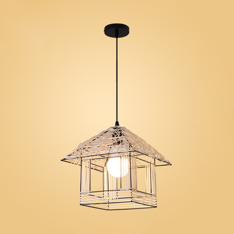 Ruffled Hat/Spiral/House Hanging Lamp Modernist Rattan 1-Light Beige Pendant Light Fixture over Table