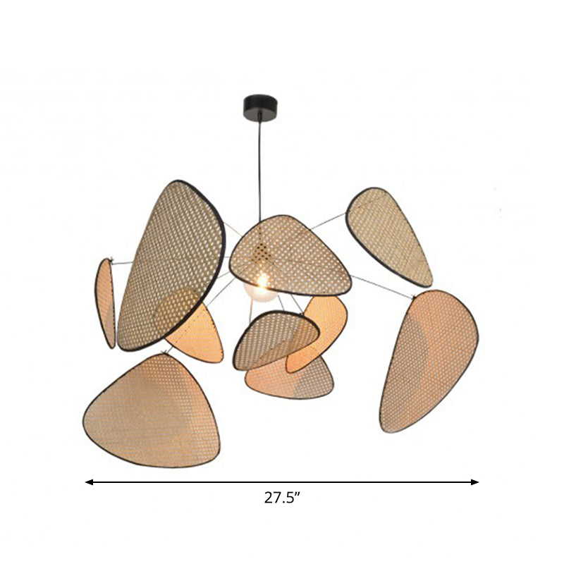 Illuminazione a sospensione a manuale a manuale a mano elegante in bambù asiatico 1 lampadina lampada sospensione del soffitto beige, 27,5 "/31,5"/39 "