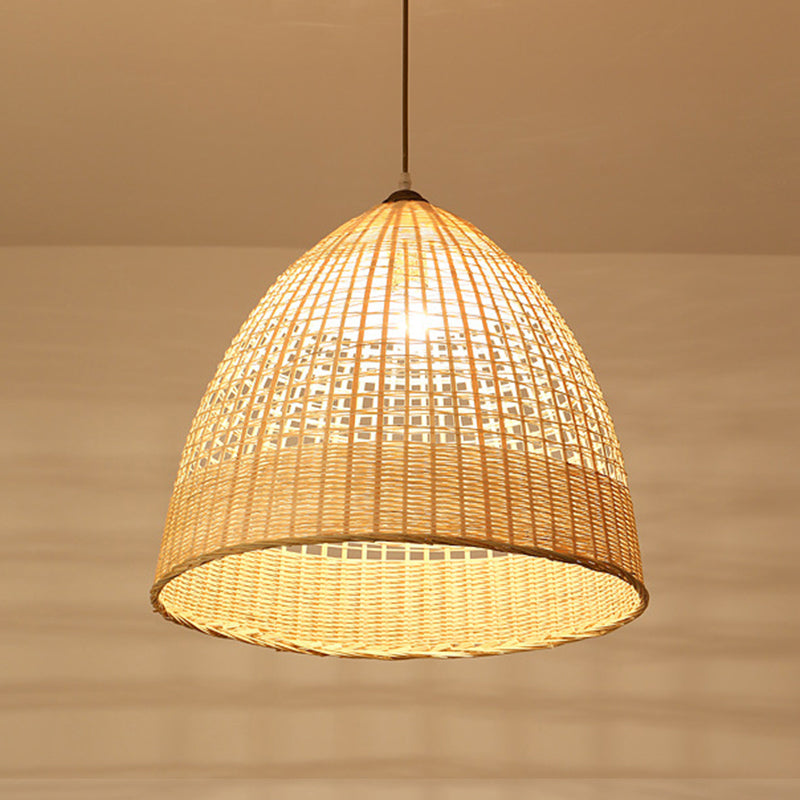 Beige Diamond/Bell/uien drop hanger Aziatische stijl 1 lamp bamboe hangende lamp met een traan