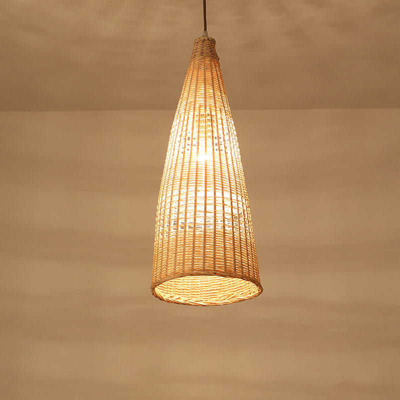 Beige Diamond/Bell/uien drop hanger Aziatische stijl 1 lamp bamboe hangende lamp met een traan