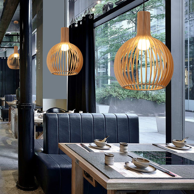 Botola di legno/lanterna/mezzo bagliore appeso Asia BEIGE a 1 luci a 1 ciondolo di illuminazione per il ristorante