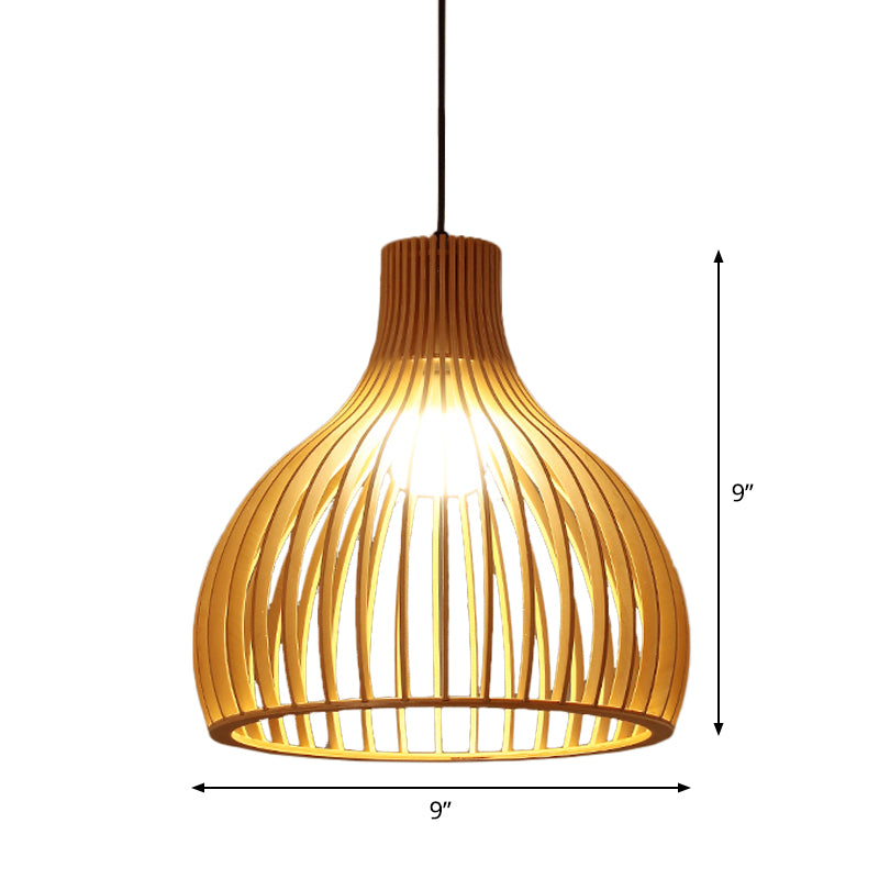 Botola di legno/lanterna/mezzo bagliore appeso Asia BEIGE a 1 luci a 1 ciondolo di illuminazione per il ristorante