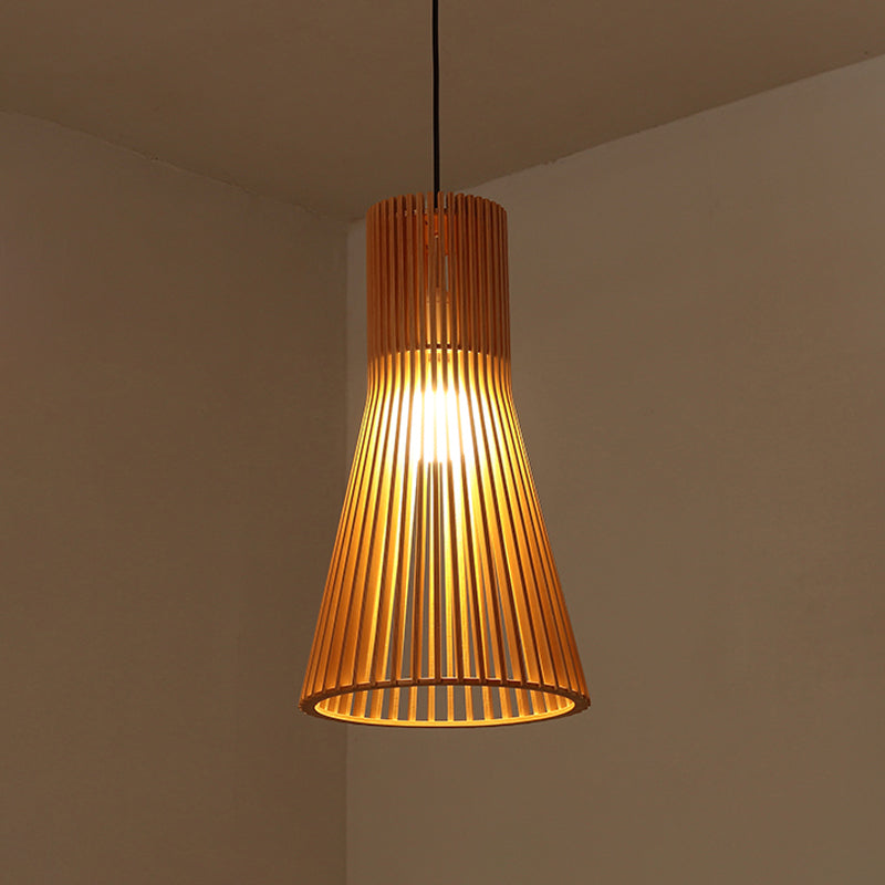 Botola di legno/lanterna/mezzo bagliore appeso Asia BEIGE a 1 luci a 1 ciondolo di illuminazione per il ristorante